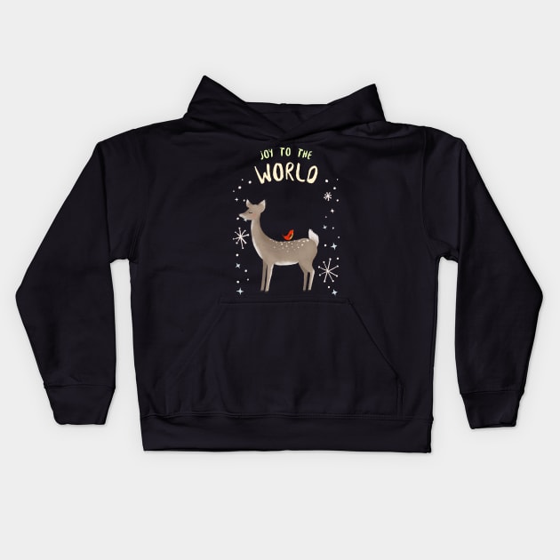 Joy to the World Bambi Kids Hoodie by Evlar